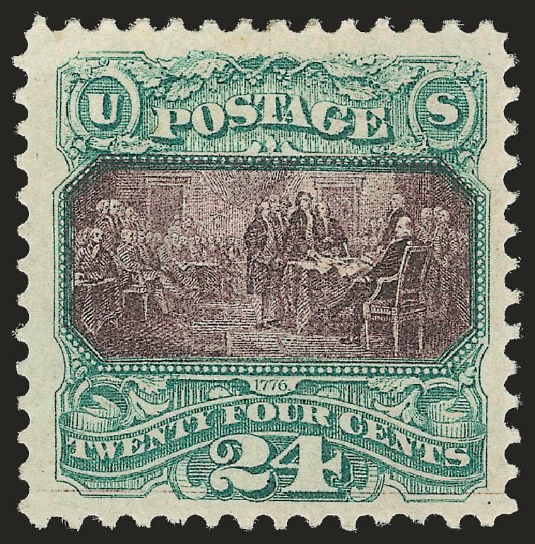 Values of US Stamps Scott 120: 24c 1869 Pictorial Declaration. Robert Siegel Auction Galleries, Apr 2009, Sale 972, Lot 3121