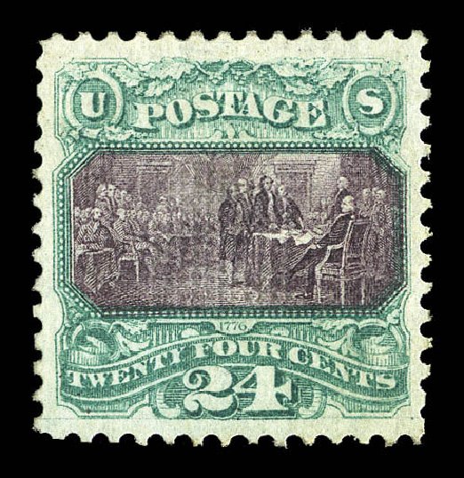 US Stamps Value Scott Catalog # 120: 1869 24c Pictorial Declaration. Matthew Bennett International, Sep 2012, Sale 345, Lot 154