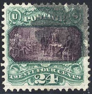 US Stamp Price Scott Cat. 120 - 24c 1869 Pictorial Declaration. Cherrystone Auctions, Jul 2008, Sale 200807, Lot 24