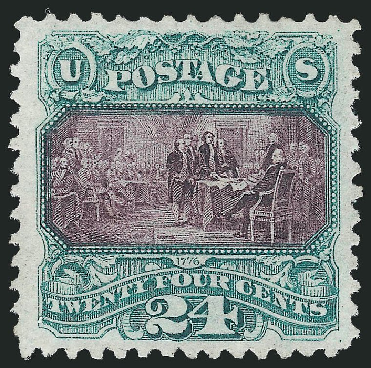 Costs of US Stamps Scott Catalogue # 120 - 24c 1869 Pictorial Declaration. Robert Siegel Auction Galleries, Mar 2012, Sale 1019, Lot 464