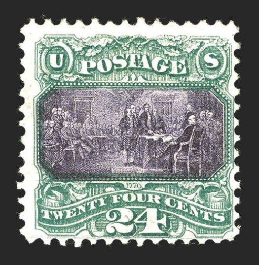 US Stamps Values Scott Cat. # 120: 24c 1869 Pictorial Declaration. Spink Shreves Galleries, Mar 2013, Sale 142, Lot 194