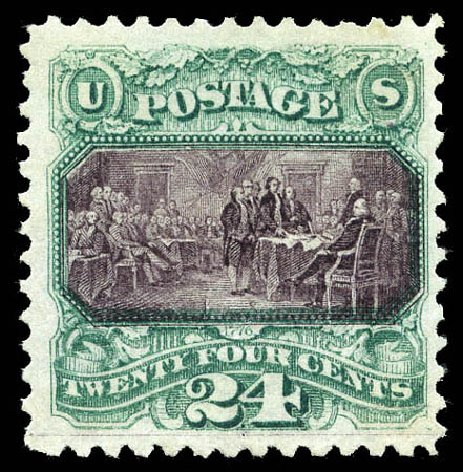 Prices of US Stamp Scott Cat. #120: 24c 1869 Pictorial Declaration. Matthew Bennett International, Mar 2012, Sale 344, Lot 4325