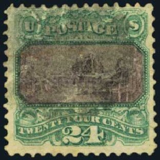 Value of US Stamps Scott Cat. 120: 24c 1869 Pictorial Declaration. Harmer-Schau Auction Galleries, Oct 2011, Sale 91, Lot 205