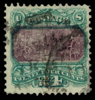 Costs of US Stamps Scott Catalog 120: 24c 1869 Pictorial Declaration. Daniel Kelleher Auctions, Dec 2013, Sale 640, Lot 135