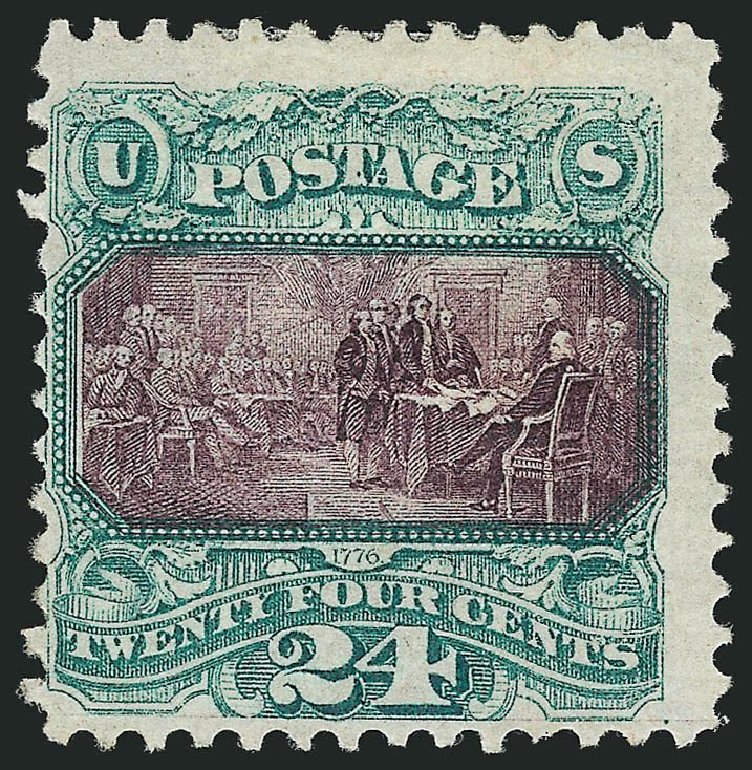 US Stamps Prices Scott Cat. #120: 24c 1869 Pictorial Declaration. Robert Siegel Auction Galleries, Mar 2014, Sale 1067, Lot 1115