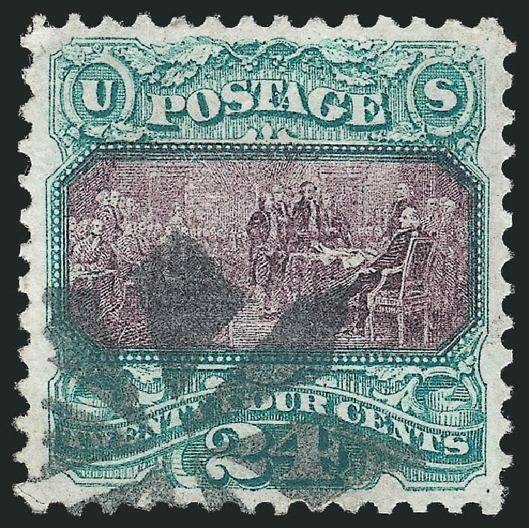 Cost of US Stamp Scott Catalog #120 - 1869 24c Pictorial Declaration. Robert Siegel Auction Galleries, Oct 2010, Sale 997, Lot 5475