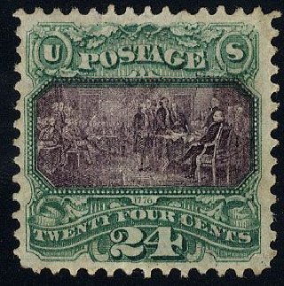 Cost of US Stamps Scott Catalogue 120 - 1869 24c Pictorial Declaration. Cherrystone Auctions, Jan 2008, Sale 200801, Lot 1112