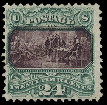 US Stamps Prices Scott #120: 24c 1869 Pictorial Declaration. Cherrystone Auctions, Jan 2010, Sale 201001, Lot 92