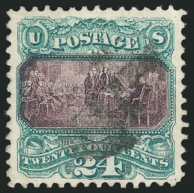 Value of US Stamp Scott Catalogue # 120: 1869 24c Pictorial Declaration. Robert Siegel Auction Galleries, Jul 2014, Sale 1077, Lot 122