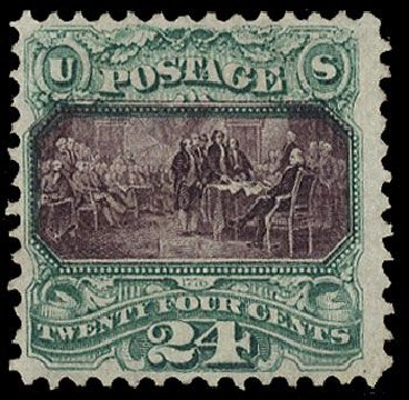 US Stamps Value Scott #120: 1869 24c Pictorial Declaration. Cherrystone Auctions, Jan 2008, Sale 200801, Lot 1113