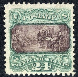 Costs of US Stamp Scott Catalogue 120 - 24c 1869 Pictorial Declaration. Cherrystone Auctions, Mar 2008, Sale 200803, Lot 153