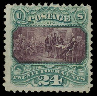 Price of US Stamp Scott 120 - 1869 24c Pictorial Declaration. Daniel Kelleher Auctions, Jul 2011, Sale 625, Lot 753