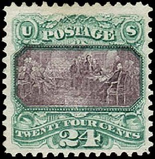 Prices of US Stamp Scott Catalog 120 - 1869 24c Pictorial Declaration. Regency-Superior, Nov 2014, Sale 108, Lot 283
