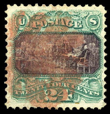 US Stamps Price Scott Catalogue # 120: 1869 24c Pictorial Declaration. Matthew Bennett International, Mar 2012, Sale 344, Lot 4326