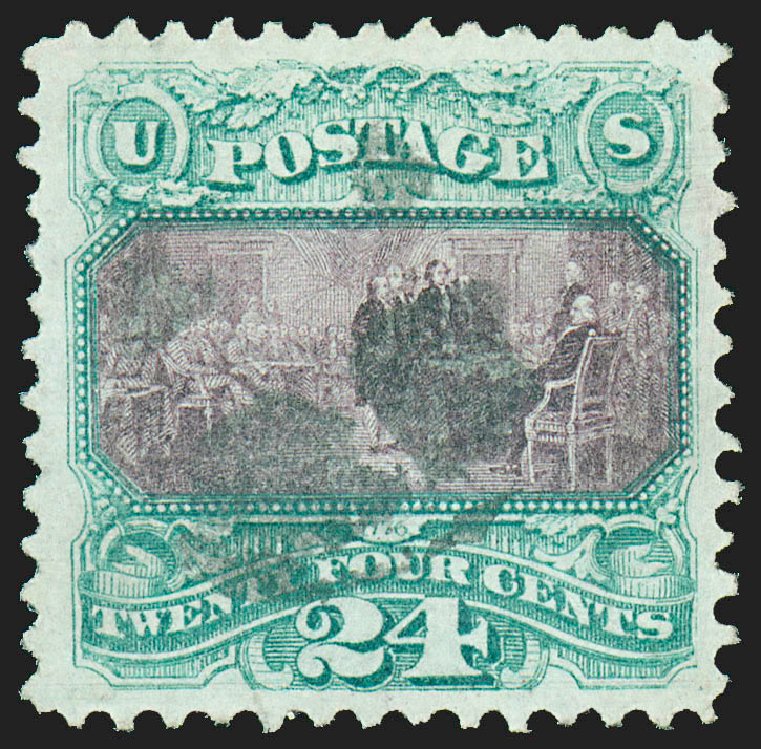 Price of US Stamp Scott Cat. #120 - 1869 24c Pictorial Declaration. Robert Siegel Auction Galleries, Oct 2012, Sale 1032, Lot 3196