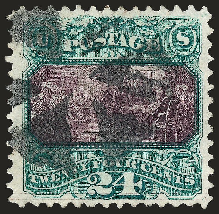 Value of US Stamp Scott Catalog #120 - 1869 24c Pictorial Declaration. Robert Siegel Auction Galleries, Sep 2008, Sale 962, Lot 2396