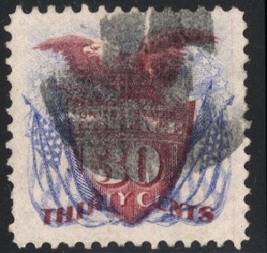 US Stamps Price Scott Catalogue 121 - 30c 1869 Pictorial Shield Eagle Flags. Cherrystone Auctions, Mar 2008, Sale 200803, Lot 157