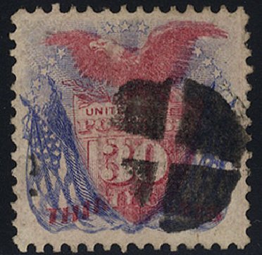 US Stamps Value Scott Catalogue 121 - 30c 1869 Pictorial Shield Eagle Flags. Cherrystone Auctions, May 2008, Sale 200805, Lot 157