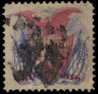Value of US Stamp Scott Catalog 121: 30c 1869 Pictorial Shield Eagle Flags. Cherrystone Auctions, Mar 2010, Sale 201003, Lot 107