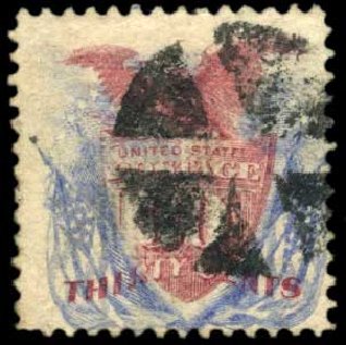 US Stamp Value Scott Cat. # 121 - 1869 30c Pictorial Shield Eagle Flags. Harmer-Schau Auction Galleries, Oct 2010, Sale 87, Lot 157