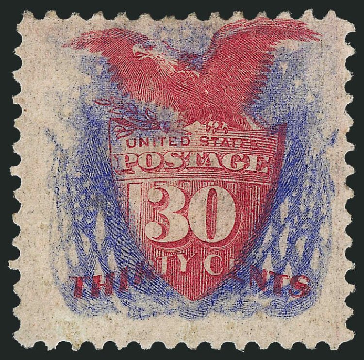 US Stamp Value Scott Catalog #121 - 30c 1869 Pictorial Shield Eagle Flags. Robert Siegel Auction Galleries, Mar 2011, Sale 1007, Lot 2297