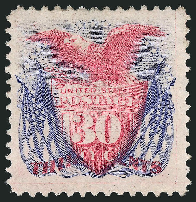 US Stamps Value Scott # 121: 30c 1869 Pictorial Shield Eagle Flags. Robert Siegel Auction Galleries, Mar 2012, Sale 1019, Lot 467