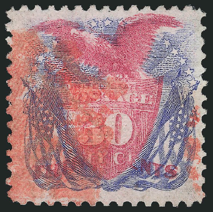 US Stamps Price Scott Cat. # 121: 1869 30c Pictorial Shield Eagle Flags. Robert Siegel Auction Galleries, Oct 2010, Sale 997, Lot 5477