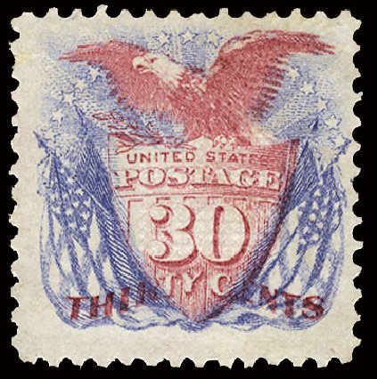 US Stamp Price Scott Cat. 121 - 1869 30c Pictorial Shield Eagle Flags. Cherrystone Auctions, Mar 2009, Sale 200903, Lot 118