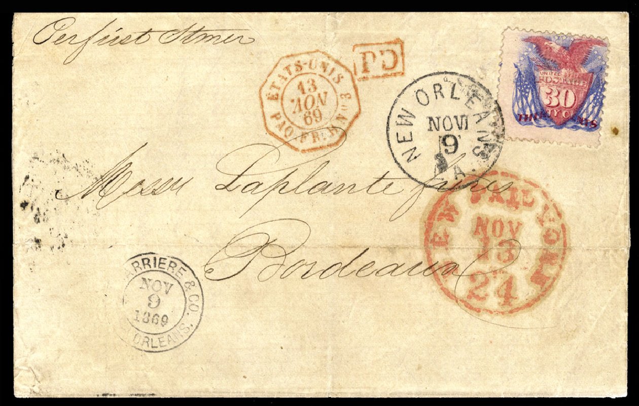 Prices of US Stamps Scott Catalog # 121 - 1869 30c Pictorial Shield Eagle Flags. Cherrystone Auctions, Mar 2010, Sale 201003, Lot 108