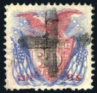 US Stamps Value Scott #121 - 30c 1869 Pictorial Shield Eagle Flags. Harmer-Schau Auction Galleries, Feb 2010, Sale 84, Lot 1388