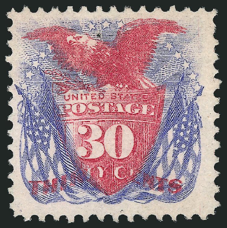 Prices of US Stamp Scott Cat. # 121 - 30c 1869 Pictorial Shield Eagle Flags. Robert Siegel Auction Galleries, Mar 2011, Sale 1007, Lot 2298