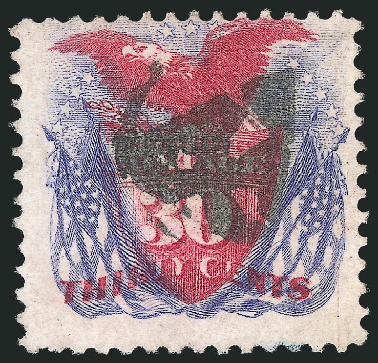 Prices of US Stamps Scott Catalogue # 121: 1869 30c Pictorial Shield Eagle Flags. Robert Siegel Auction Galleries, Oct 2011, Sale 1013, Lot 228