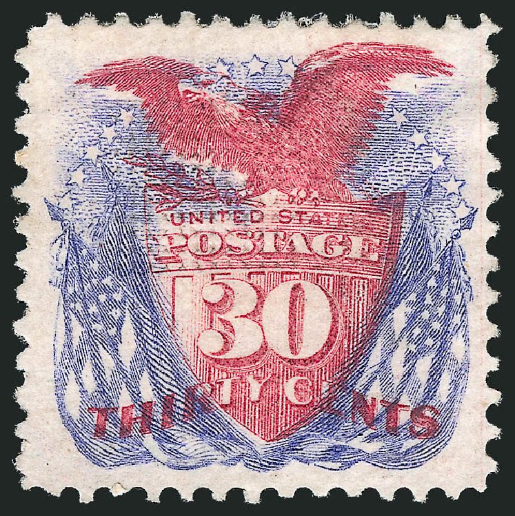 US Stamp Price Scott #121: 30c 1869 Pictorial Shield Eagle Flags. Robert Siegel Auction Galleries, Mar 2012, Sale 1021, Lot 328