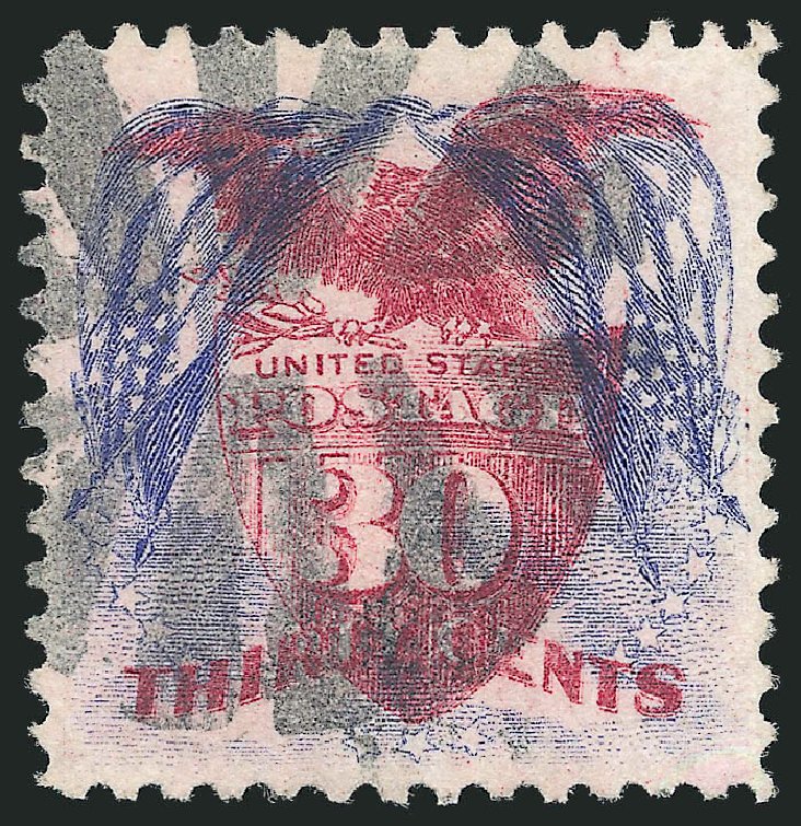 US Stamps Prices Scott Catalogue 121: 30c 1869 Pictorial Shield Eagle Flags. Robert Siegel Auction Galleries, Apr 2015, Sale 1096, Lot 238