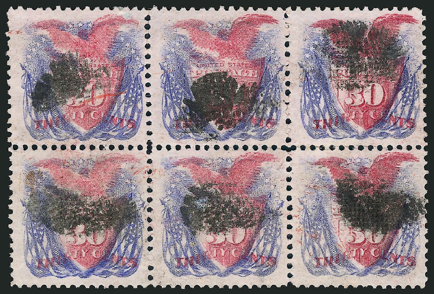Value of US Stamps Scott 121: 30c 1869 Pictorial Shield Eagle Flags. Robert Siegel Auction Galleries, Oct 2008, Sale 963, Lot 698