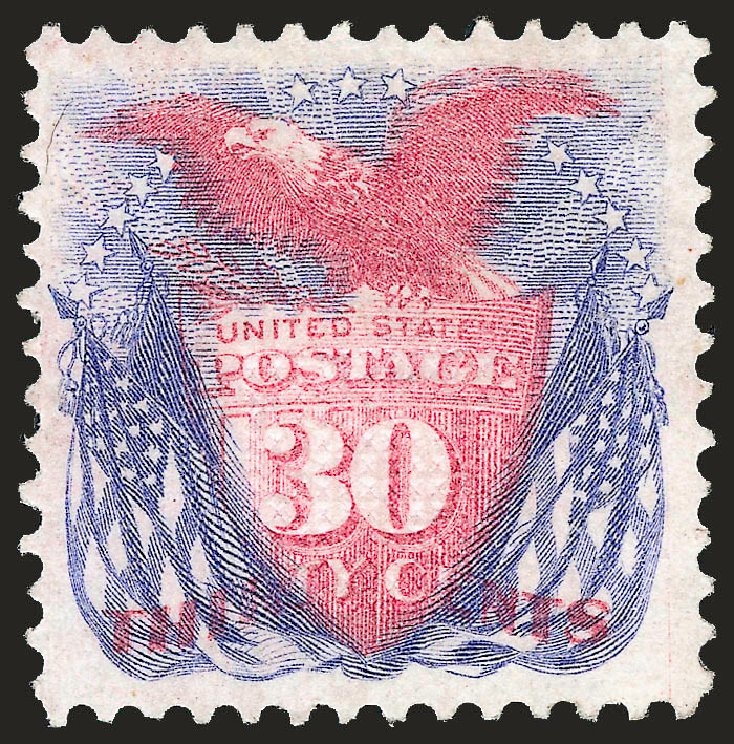 Values of US Stamps Scott Catalogue 121: 1869 30c Pictorial Shield Eagle Flags. Robert Siegel Auction Galleries, Apr 2010, Sale 984, Lot 418