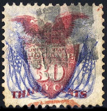 Price of US Stamp Scott Catalog # 121: 30c 1869 Pictorial Shield Eagle Flags. Cherrystone Auctions, May 2008, Sale 200805, Lot 159