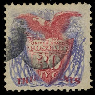 Costs of US Stamp Scott Cat. #121 - 1869 30c Pictorial Shield Eagle Flags. Daniel Kelleher Auctions, Oct 2012, Sale 632, Lot 1039