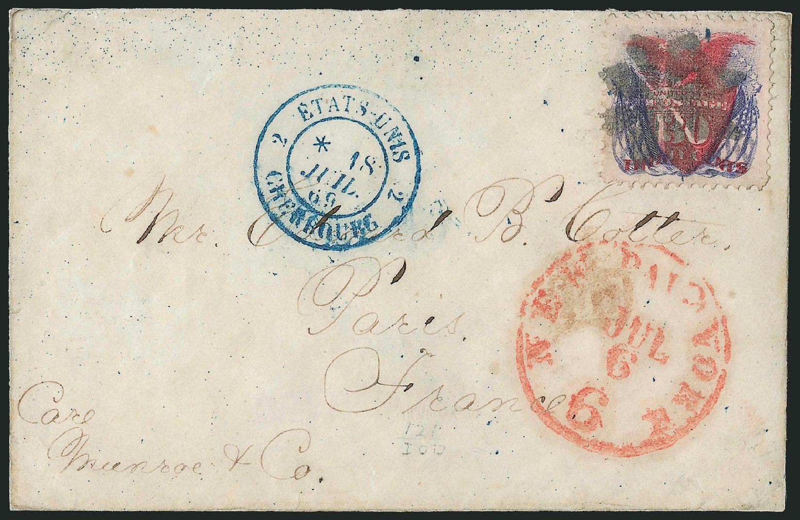 US Stamps Values Scott Catalogue 121 - 30c 1869 Pictorial Shield Eagle Flags. Robert Siegel Auction Galleries, Mar 2011, Sale 1004, Lot 179