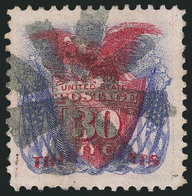 US Stamps Values Scott #121: 1869 30c Pictorial Shield Eagle Flags. Robert Siegel Auction Galleries, Mar 2012, Sale 1019, Lot 469