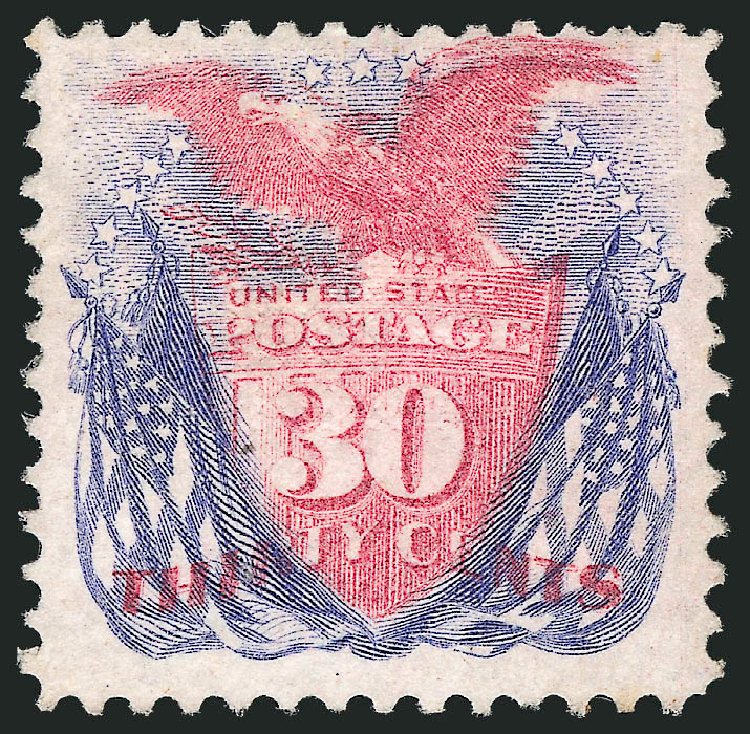 Values of US Stamps Scott Catalog #121 - 30c 1869 Pictorial Shield Eagle Flags. Robert Siegel Auction Galleries, Mar 2012, Sale 1021, Lot 329