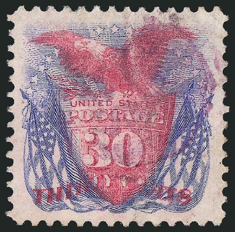 Prices of US Stamps Scott Catalogue #121 - 30c 1869 Pictorial Shield Eagle Flags. Robert Siegel Auction Galleries, Dec 2013, Sale 1062, Lot 329