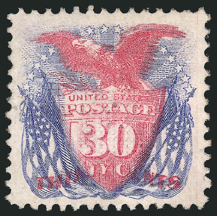 Values of US Stamps Scott Cat. #121 - 30c 1869 Pictorial Shield Eagle Flags. Robert Siegel Auction Galleries, Sep 2009, Sale 976, Lot 1469