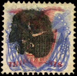 US Stamps Value Scott Cat. # 121 - 1869 30c Pictorial Shield Eagle Flags. Harmer-Schau Auction Galleries, Feb 2012, Sale 92, Lot 930