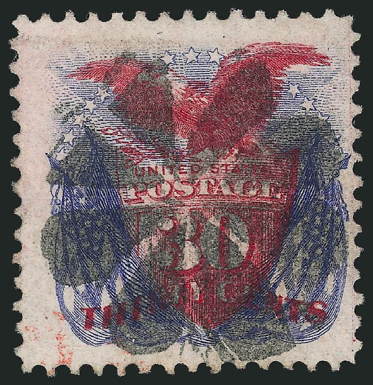 Price of US Stamps Scott Catalog #121 - 30c 1869 Pictorial Shield Eagle Flags. Robert Siegel Auction Galleries, Mar 2012, Sale 1019, Lot 470