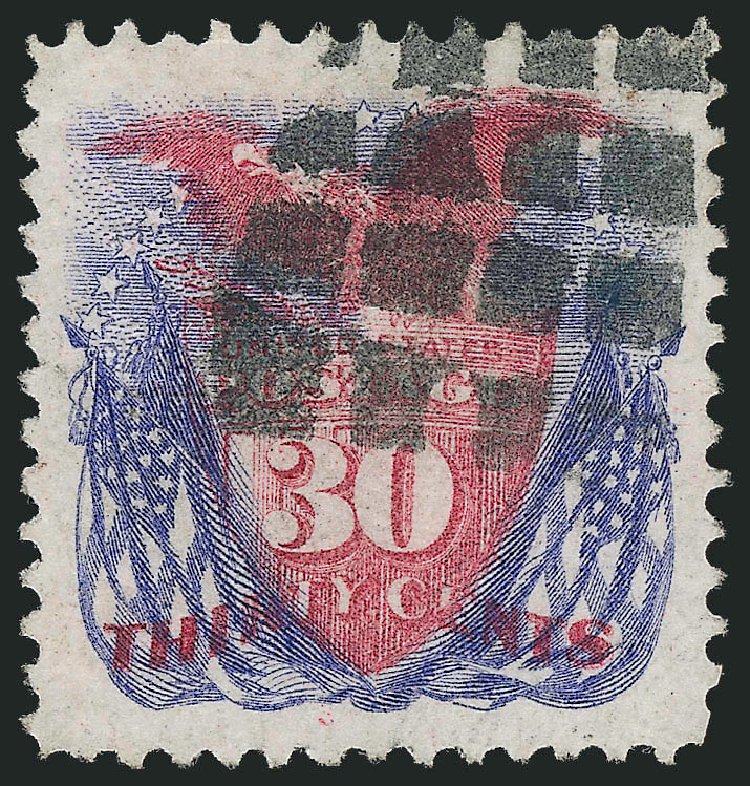 US Stamp Prices Scott 121: 1869 30c Pictorial Shield Eagle Flags. Robert Siegel Auction Galleries, Nov 2012, Sale 1034, Lot 130