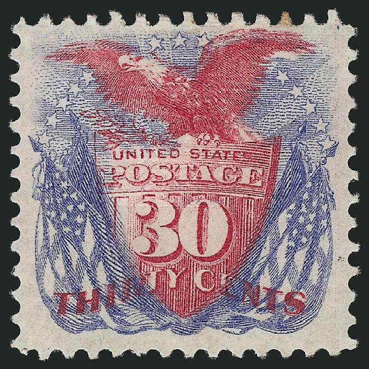 Costs of US Stamps Scott #121 - 1869 30c Pictorial Shield Eagle Flags. Robert Siegel Auction Galleries, Sep 2014, Sale 1078, Lot 240