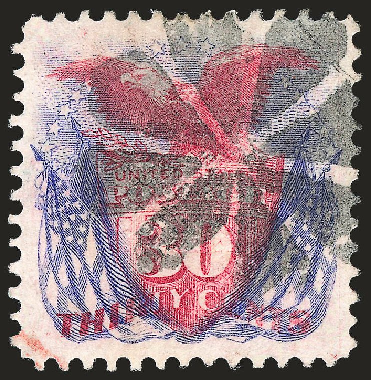 Values of US Stamps Scott # 121: 30c 1869 Pictorial Shield Eagle Flags. Robert Siegel Auction Galleries, Oct 2008, Sale 963, Lot 690