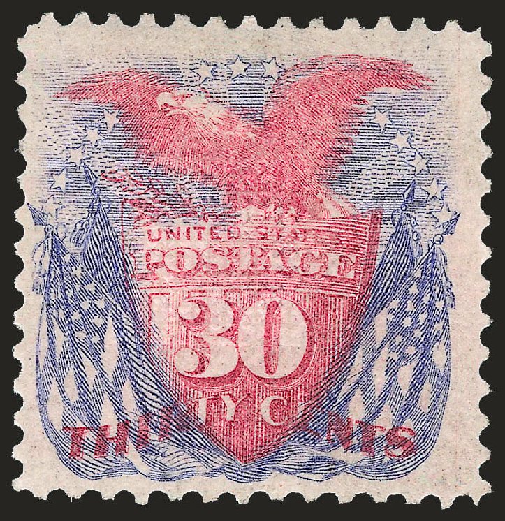 Value of US Stamps Scott Catalog #121: 1869 30c Pictorial Shield Eagle Flags. Robert Siegel Auction Galleries, Apr 2010, Sale 984, Lot 420