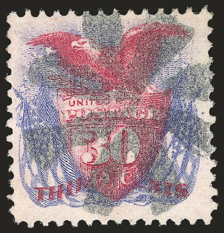 Prices of US Stamps Scott Catalogue 121 - 1869 30c Pictorial Shield Eagle Flags. Robert Siegel Auction Galleries, Jun 2010, Sale 992, Lot 2190